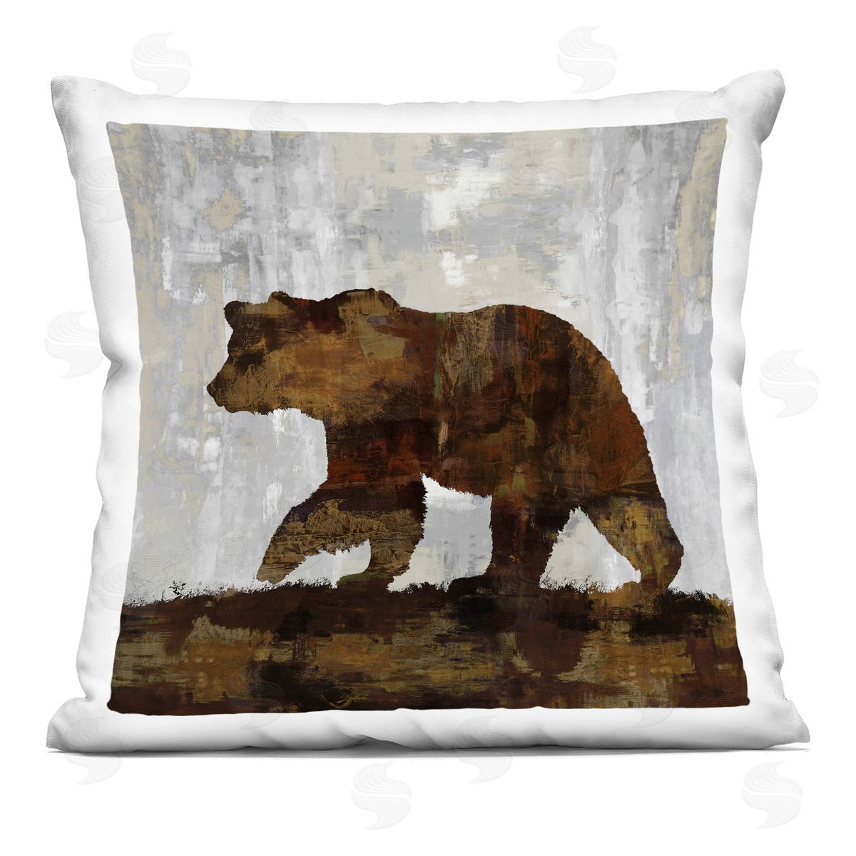 Rustic Brown Bear Woodland Nature Animal Decorative Printed Pillow, Home Decor by Carl Colburn