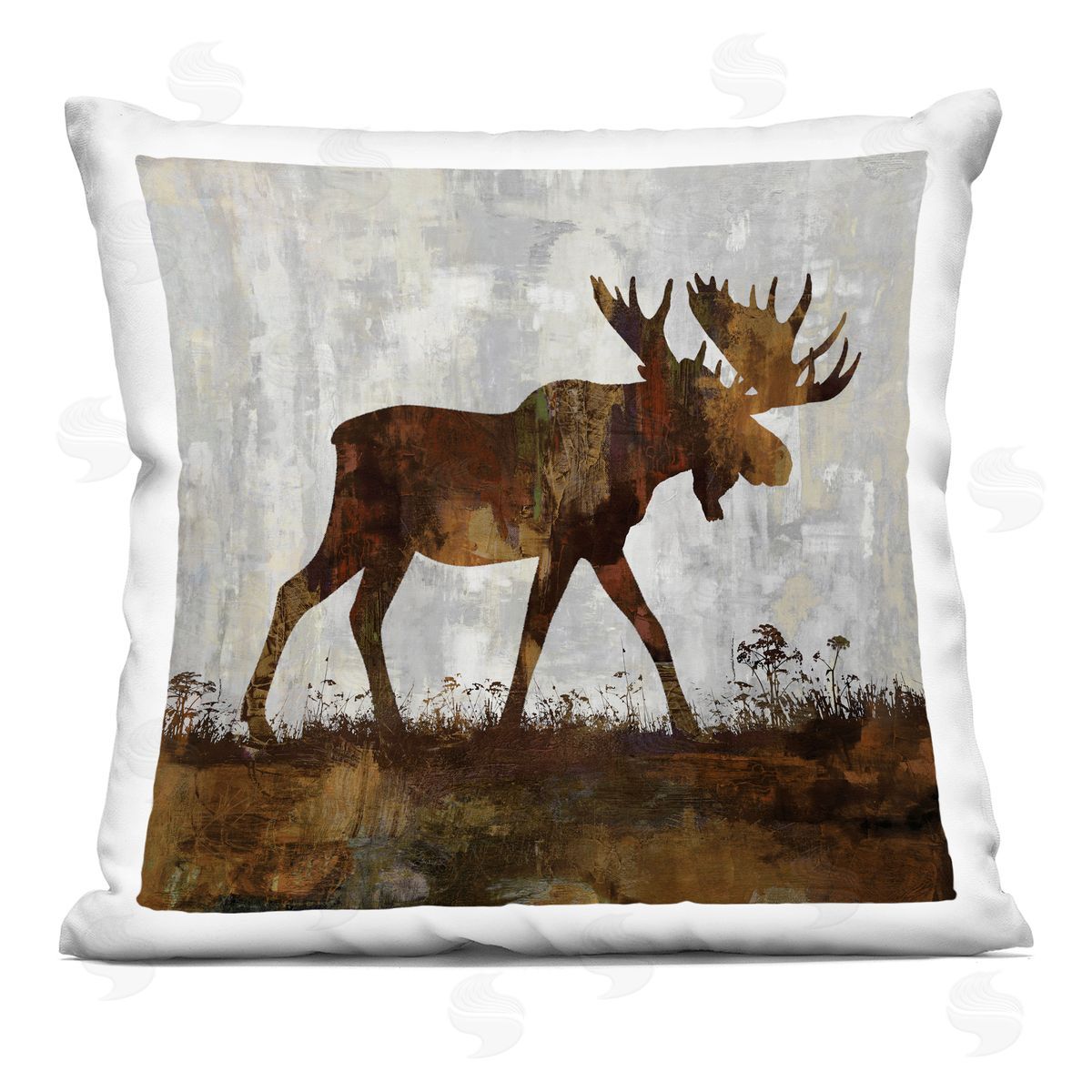 Moose Stepping Forest Silhouette Rustic Design Decorative Printed Pillow, Home Decor by Carl Colburn