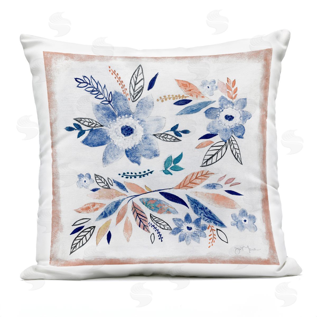 Cottage Floral Leaf Pattern Outdoor Printed Pillow, Home Decor by Janet Tava
