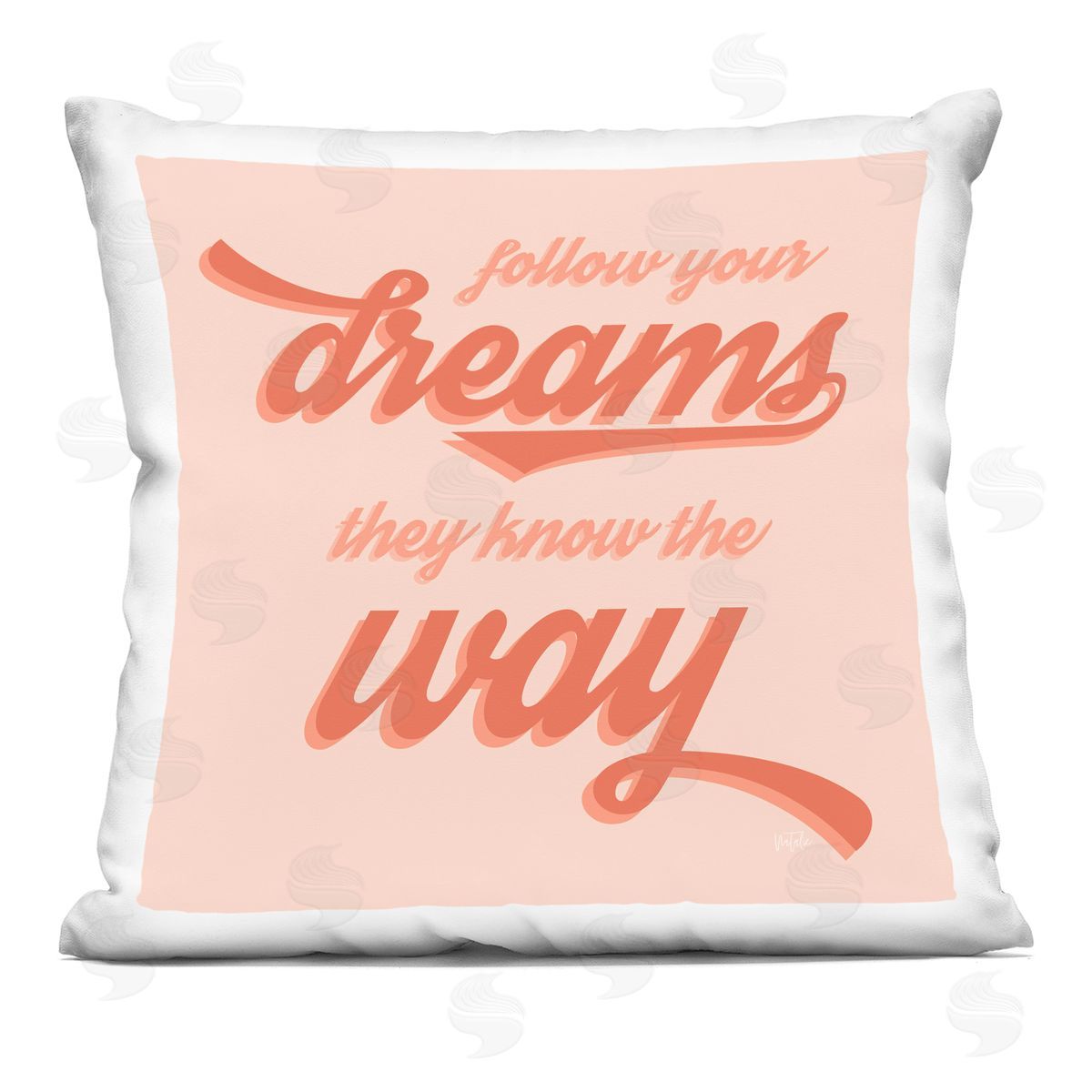 Follow Your Dreams Retro Phrase Decorative Printed Pillow, Home Decor by Natalie Carpentieri