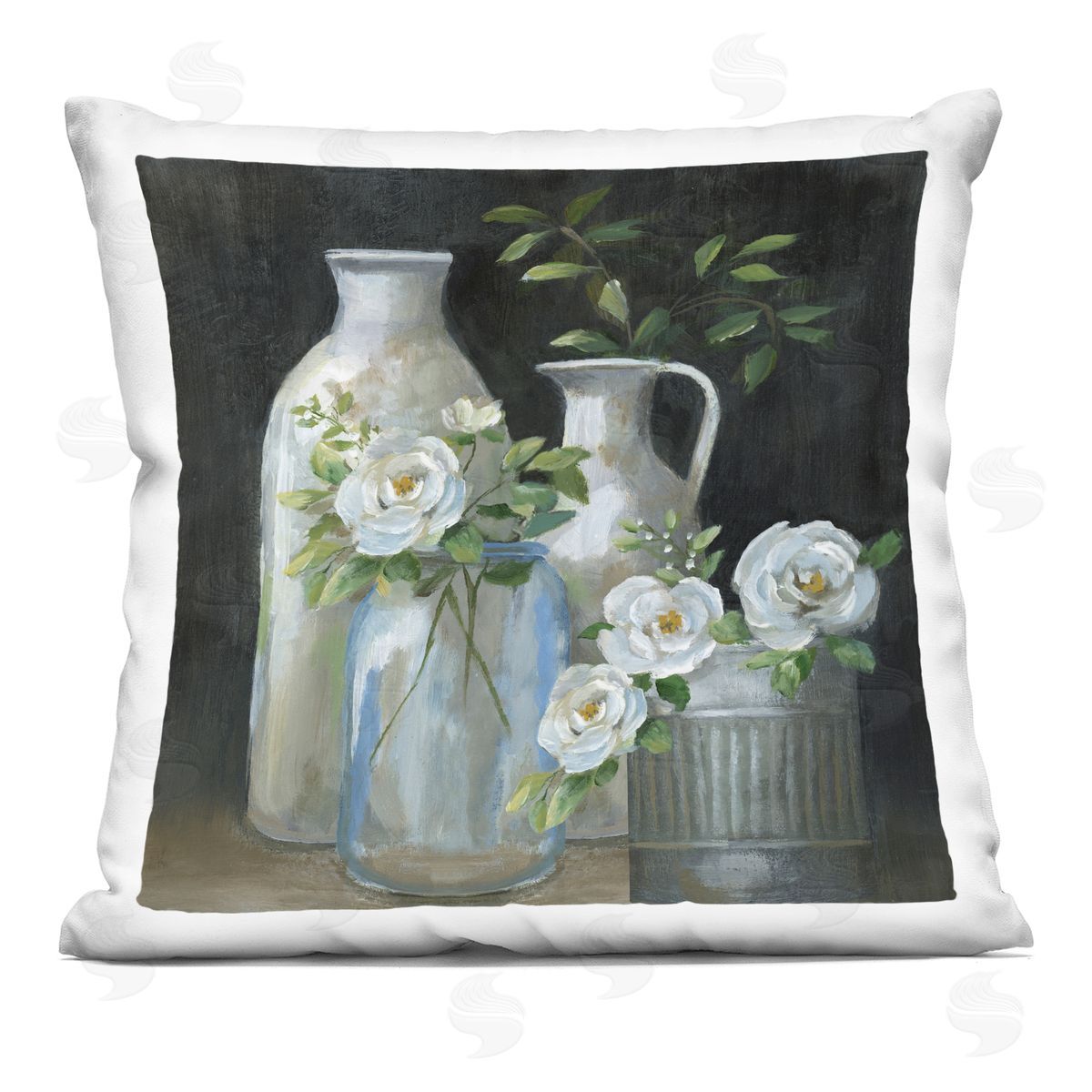 Traditional Country Florals Bouquet Decorative Printed Pillow, Home Decor by Nan