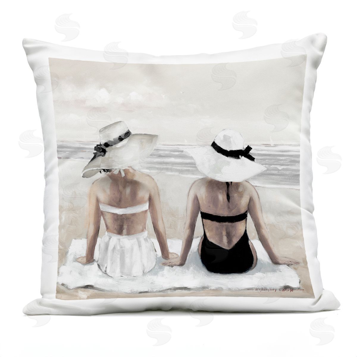 Summer Beach Friends Shore Outdoor Printed Pillow, Home Decor by E. Anthony Orme