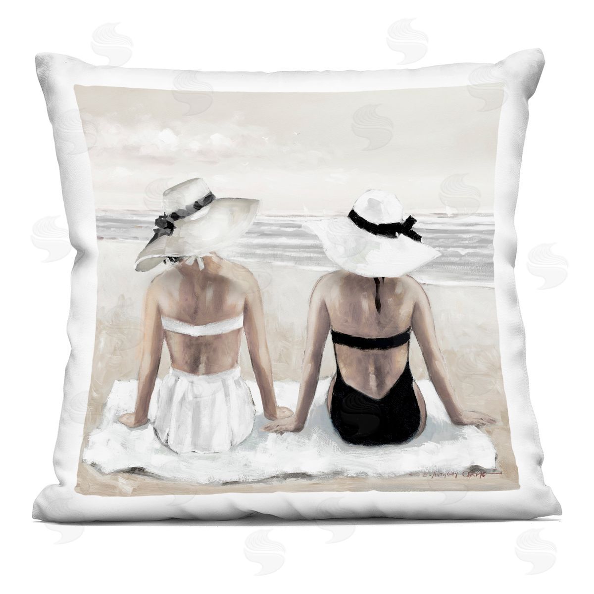Summer Beach Friends Shore Decorative Printed Pillow, Home Decor by E. Anthony Orme