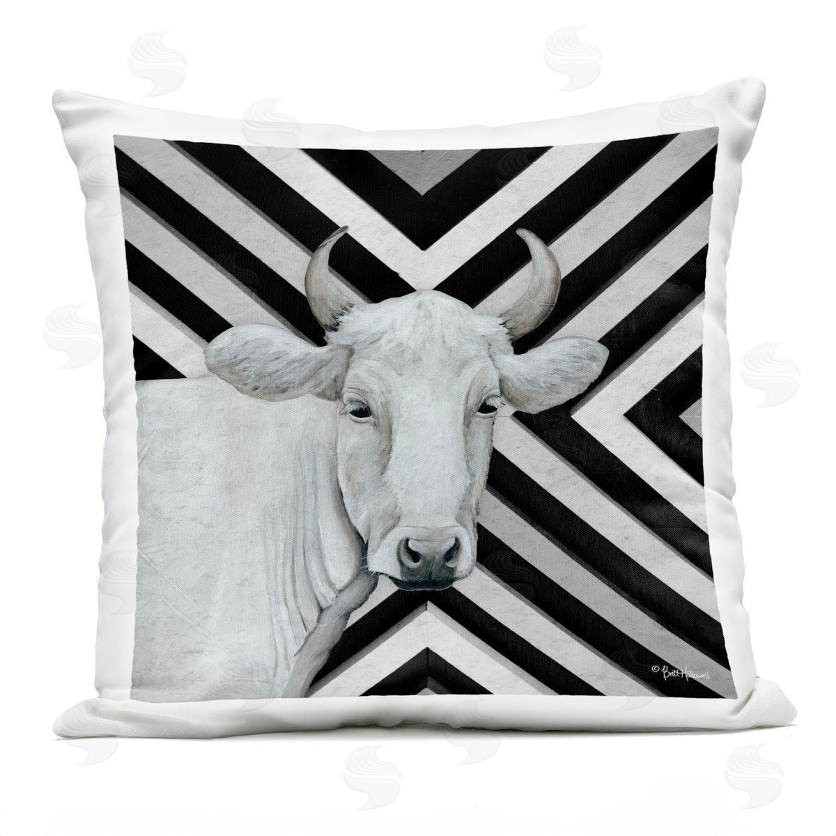 Modern Cow Stripe Pattern Outdoor Printed Pillow, Home Decor by Britt Hallowell