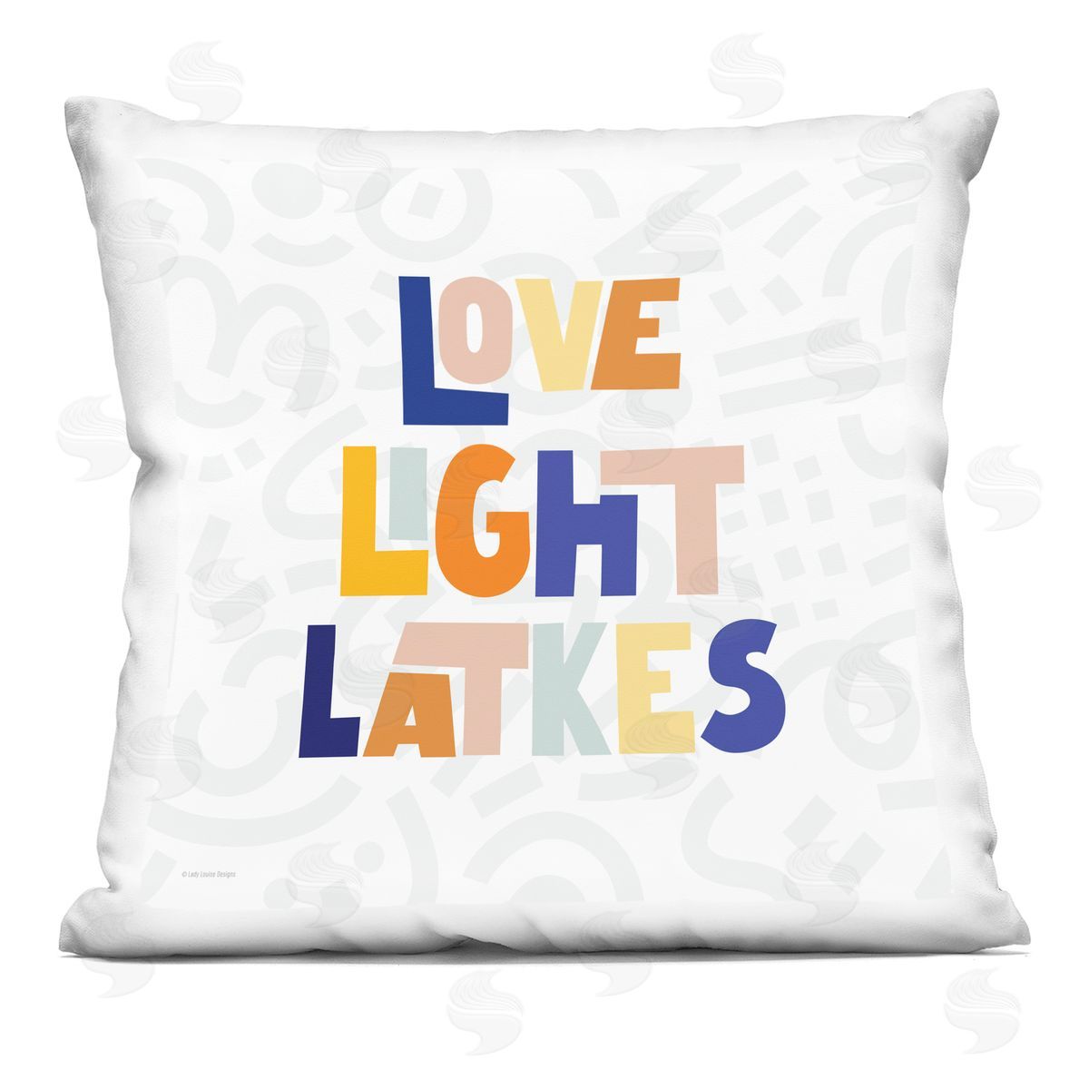 Love Light Latkes Holiday Phrase Decorative Printed Pillow, Home Decor by Lady Louise Designs