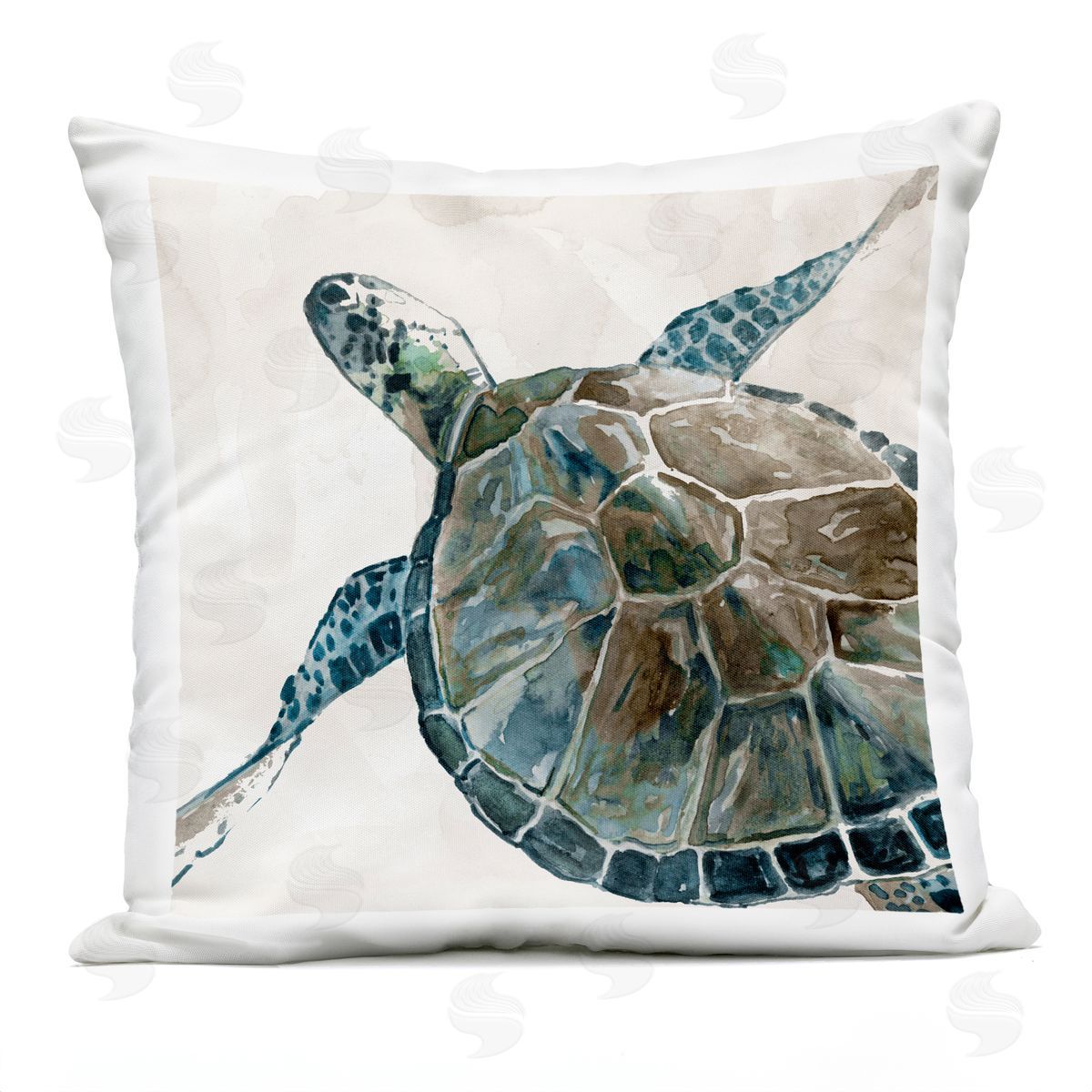 Aquatic Tortoise Swimming Outdoor Printed Pillow, Home Decor by Carol Robinson