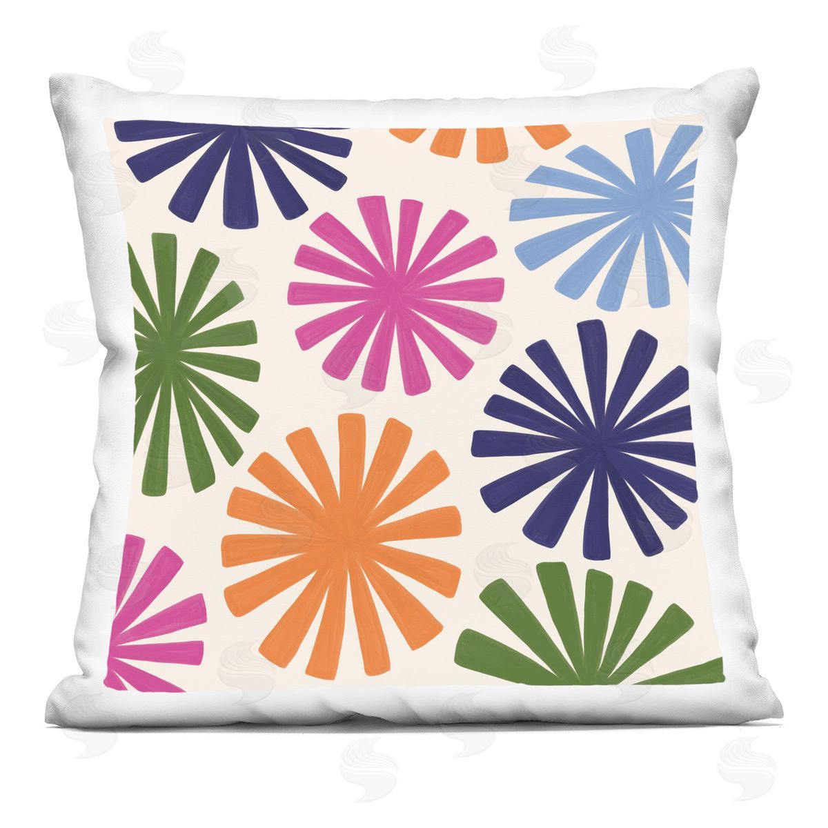 Fun Retro Flower Pattern Decorative Printed Pillow, Home Decor by Deborah Curiel