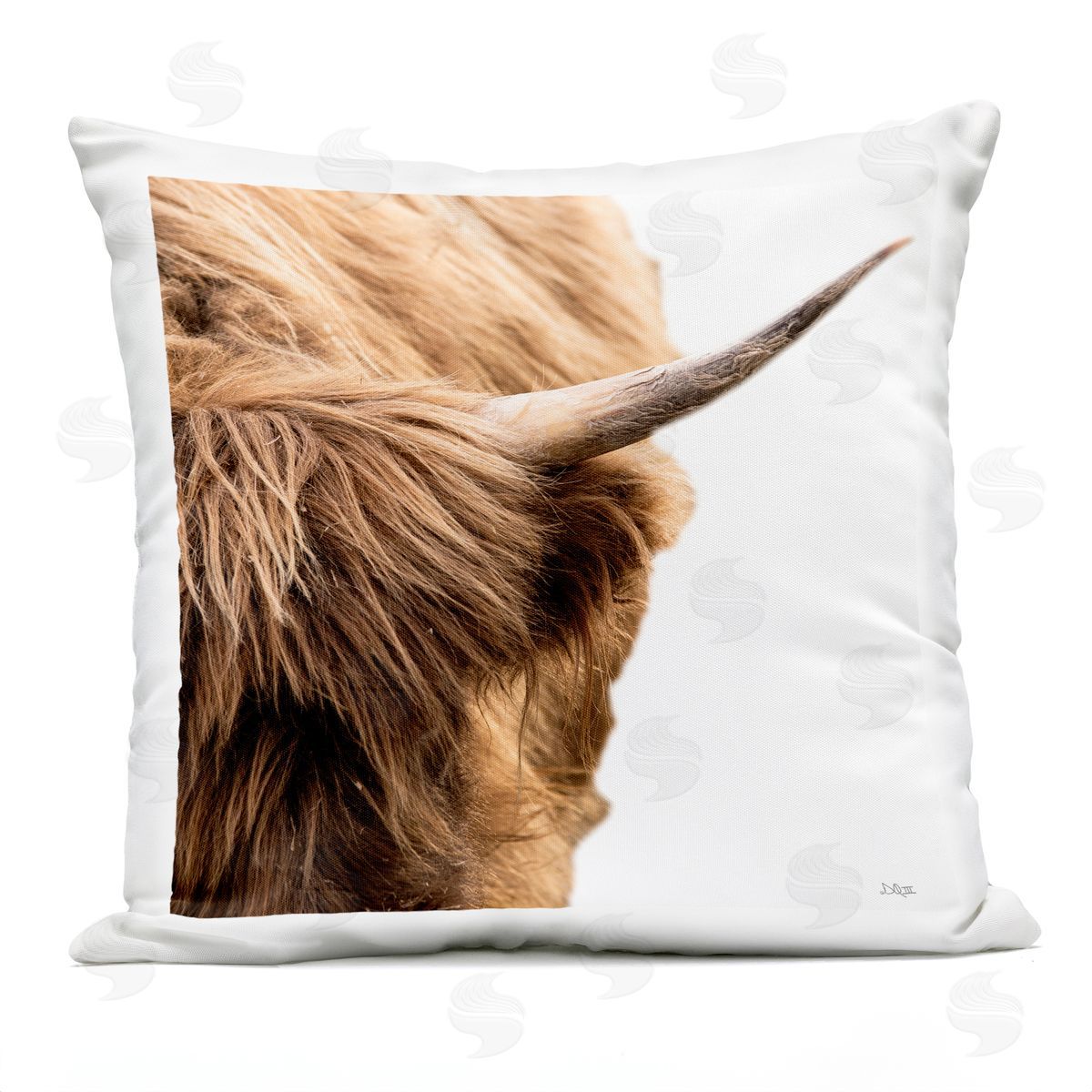 Detailed Farm Cattle Horn Outdoor Printed Pillow, Home Decor by Donnie Quillen