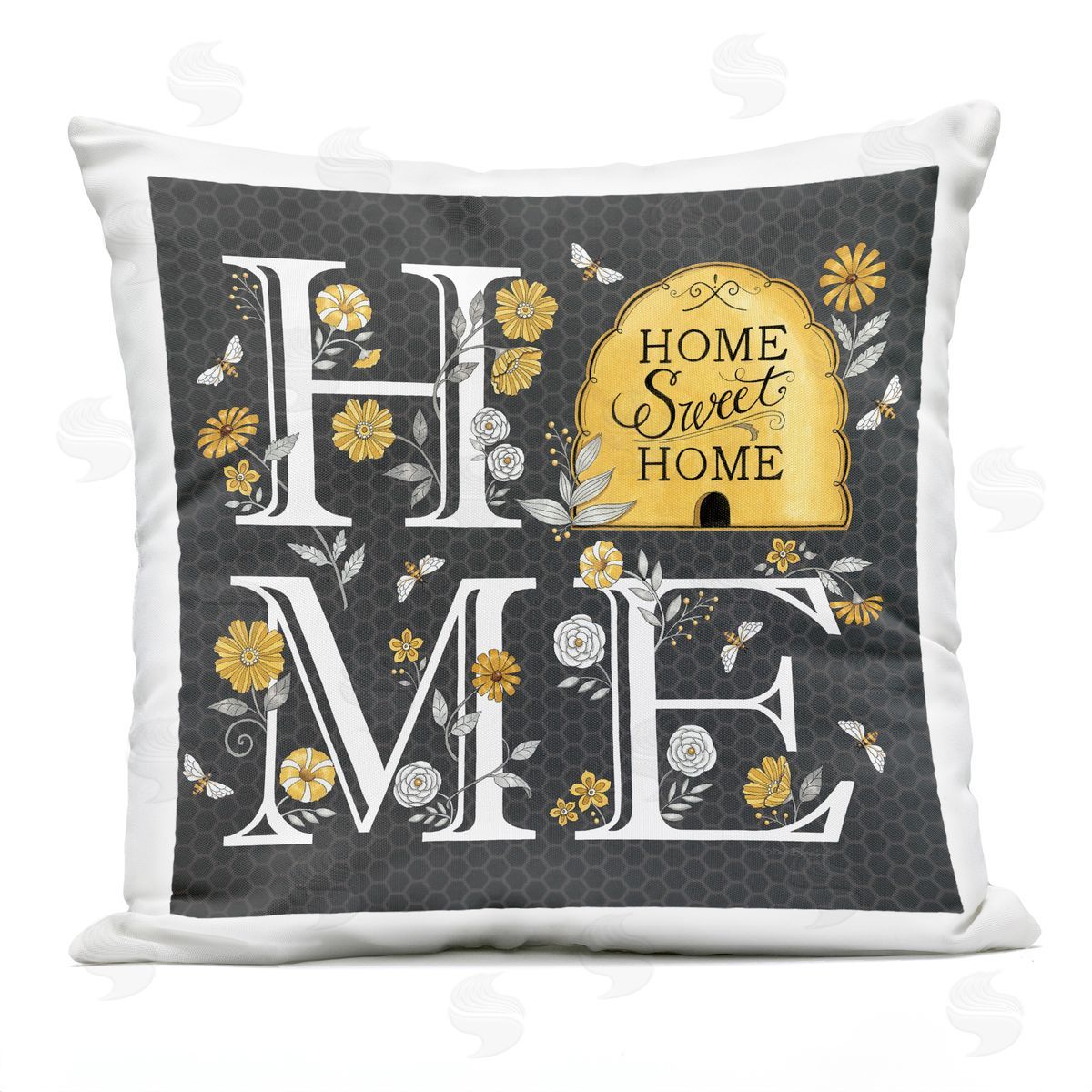 Sweet Home Floral Beehive Outdoor Printed Pillow, Home Decor by Deb Strain