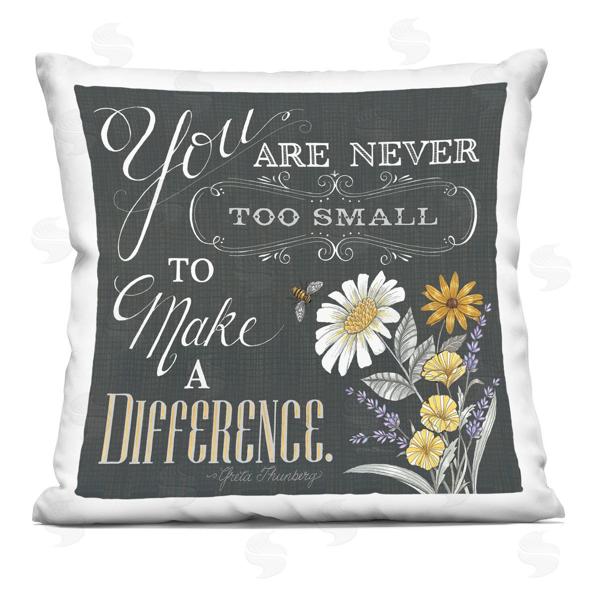 Never Too Small To Make A Difference Phrase Decorative Printed Pillow, Home Decor by Deb Strain