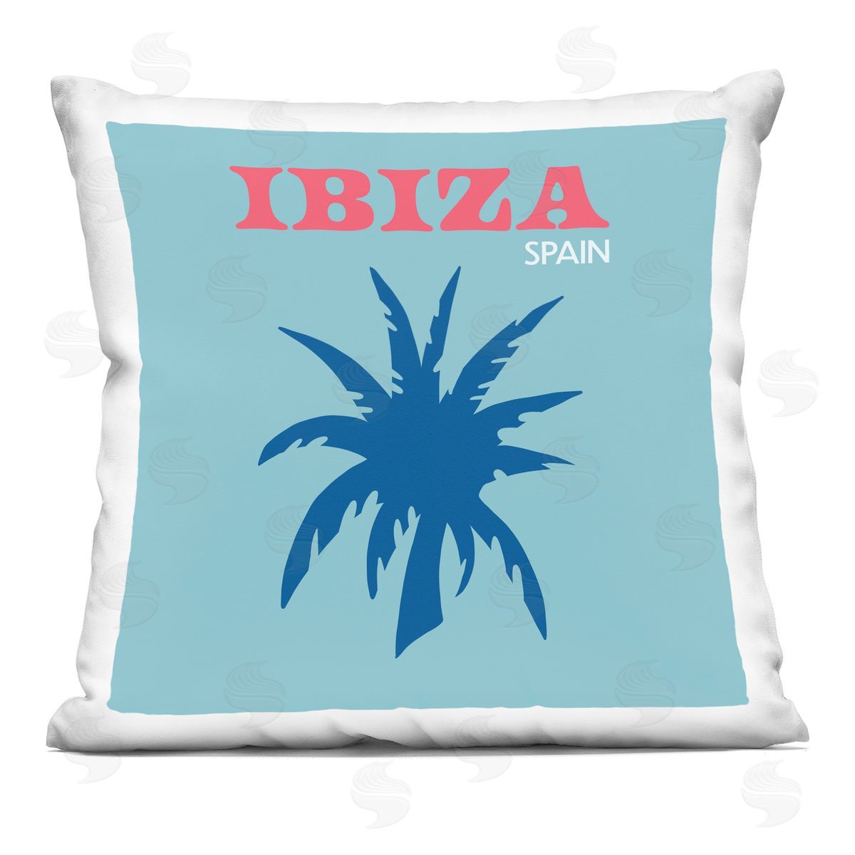 Ibiza Spain Blue Palm Decorative Printed Pillow, Home Decor by The Saturday Evening Post