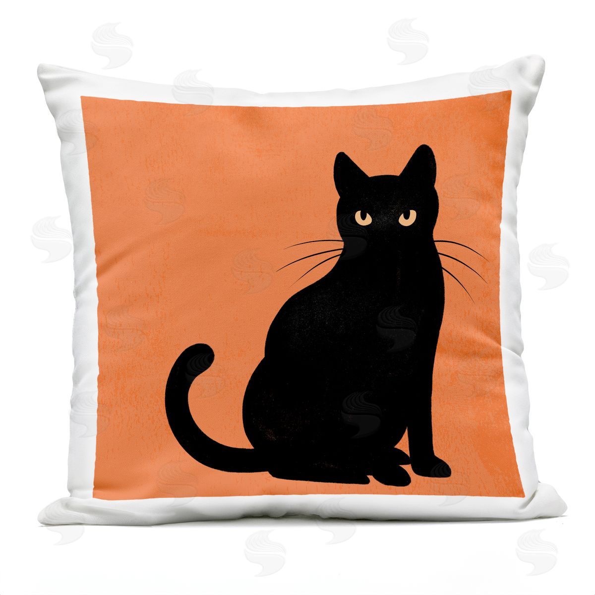 Black Orange Cat Silhouette Outdoor Printed Pillow, Home Decor by Jo Taylor