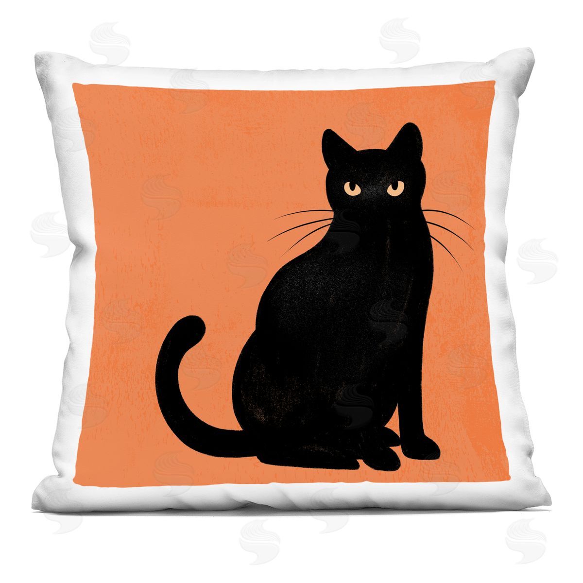 Black Orange Cat Silhouette Decorative Printed Pillow, Home Decor by Jo Taylor