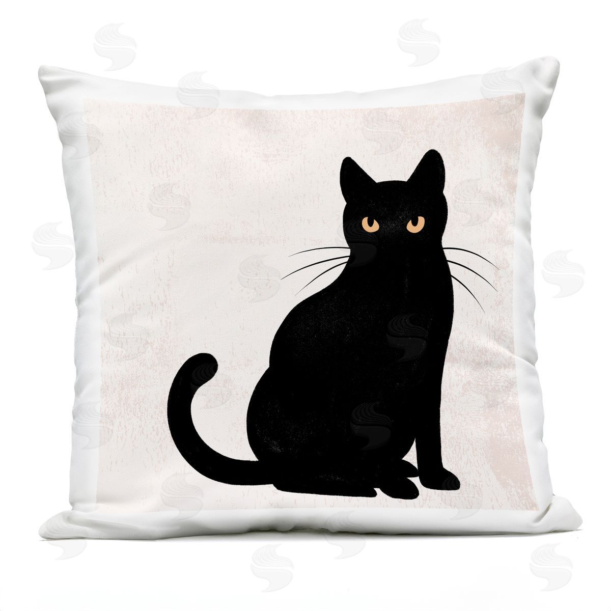 Black Cat Eyes Silhouette Outdoor Printed Pillow, Home Decor by Jo Taylor