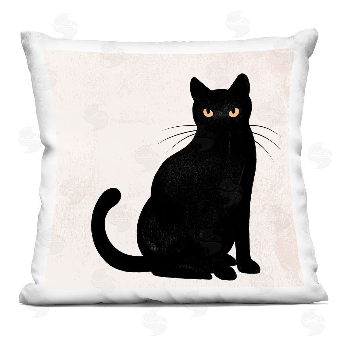 Black Cat Eyes Silhouette Decorative Printed Pillow, Home Decor by Jo Taylor
