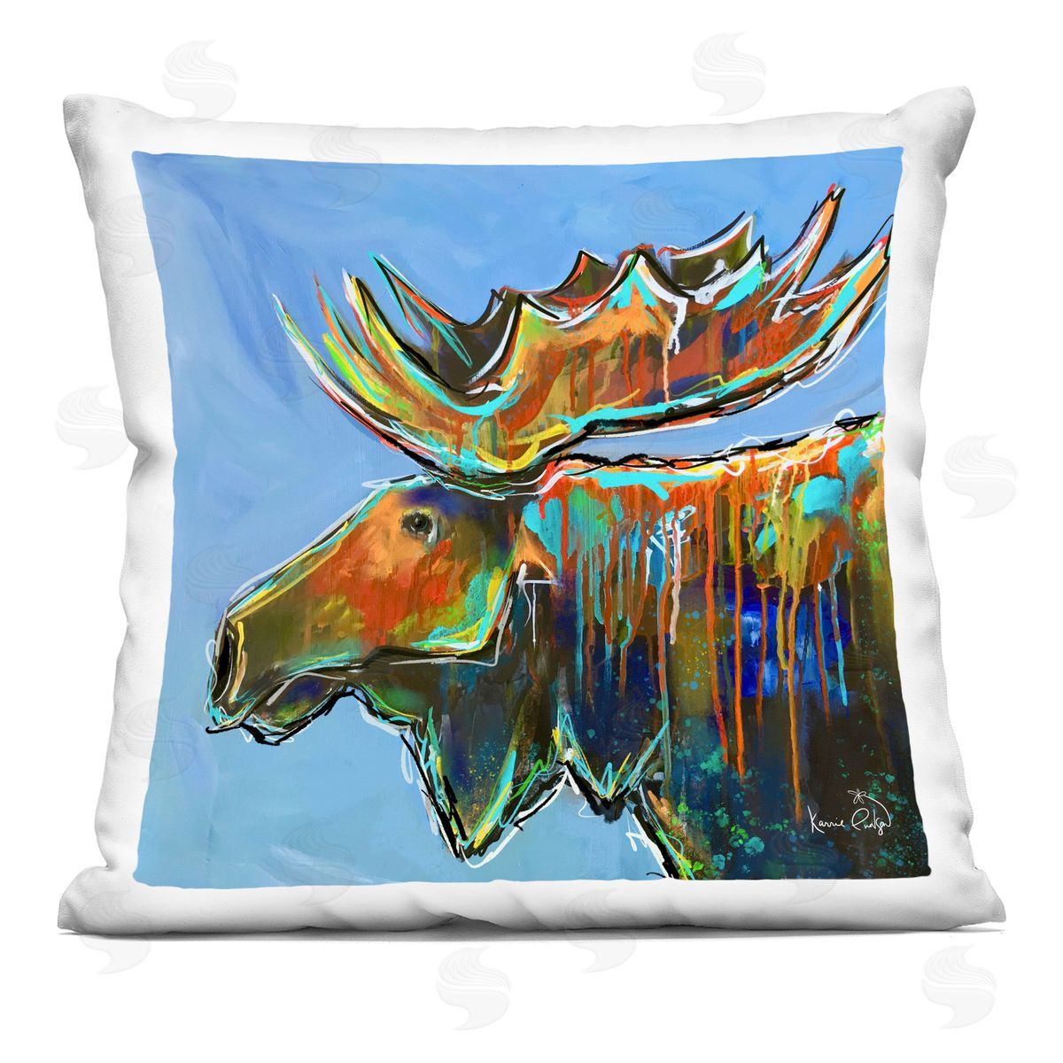 Urban Drip Bold Moose Decorative Printed Pillow, Home Decor by Karrie Evenson