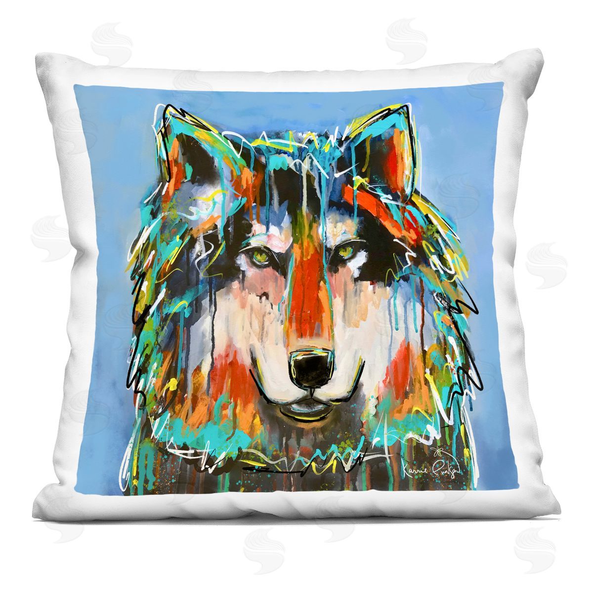 Modern Urban Style Wolf Decorative Printed Pillow, Home Decor by Karrie Evenson