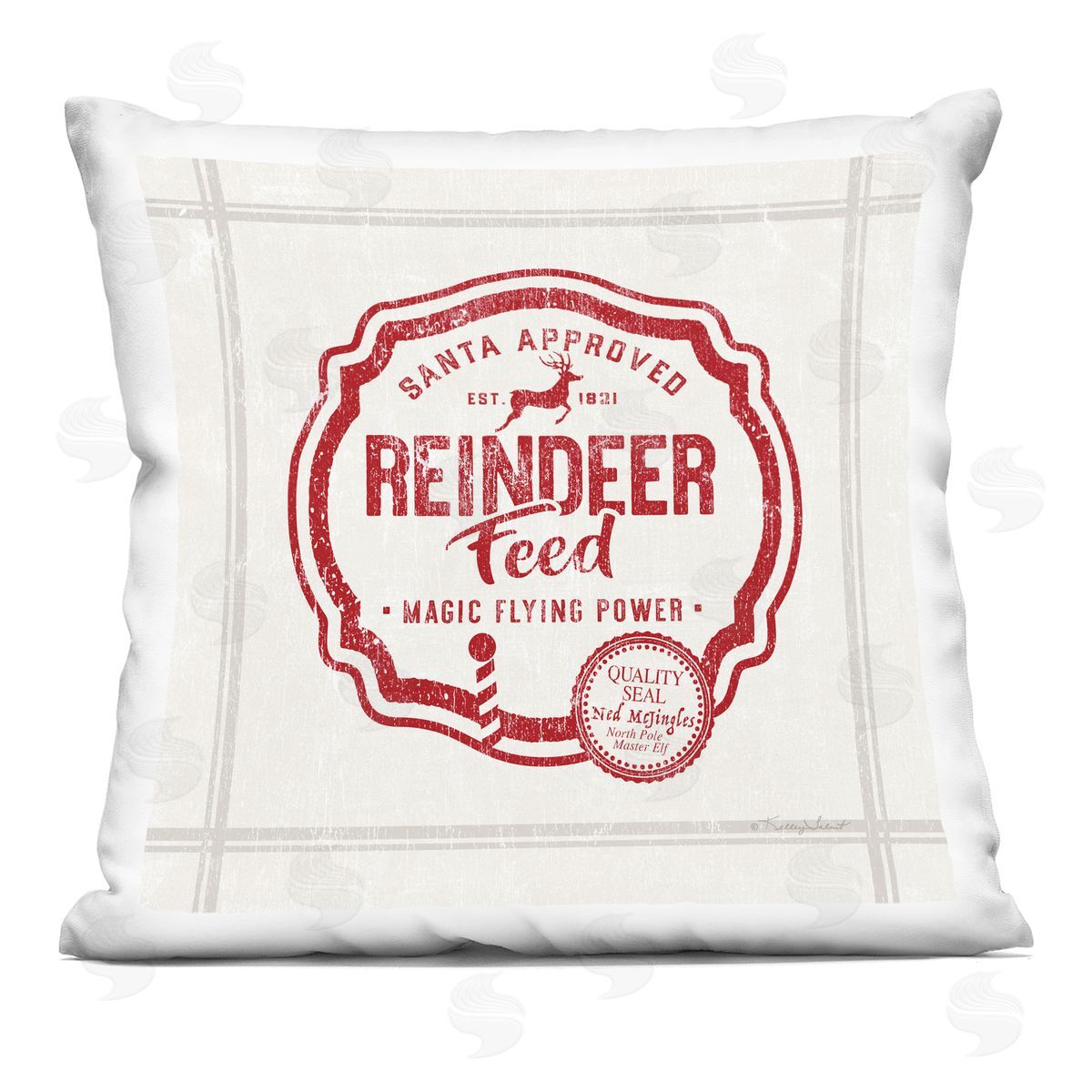 Reindeer Feed Vintage Ad Decorative Printed Pillow, Home Decor by Kelley Talent