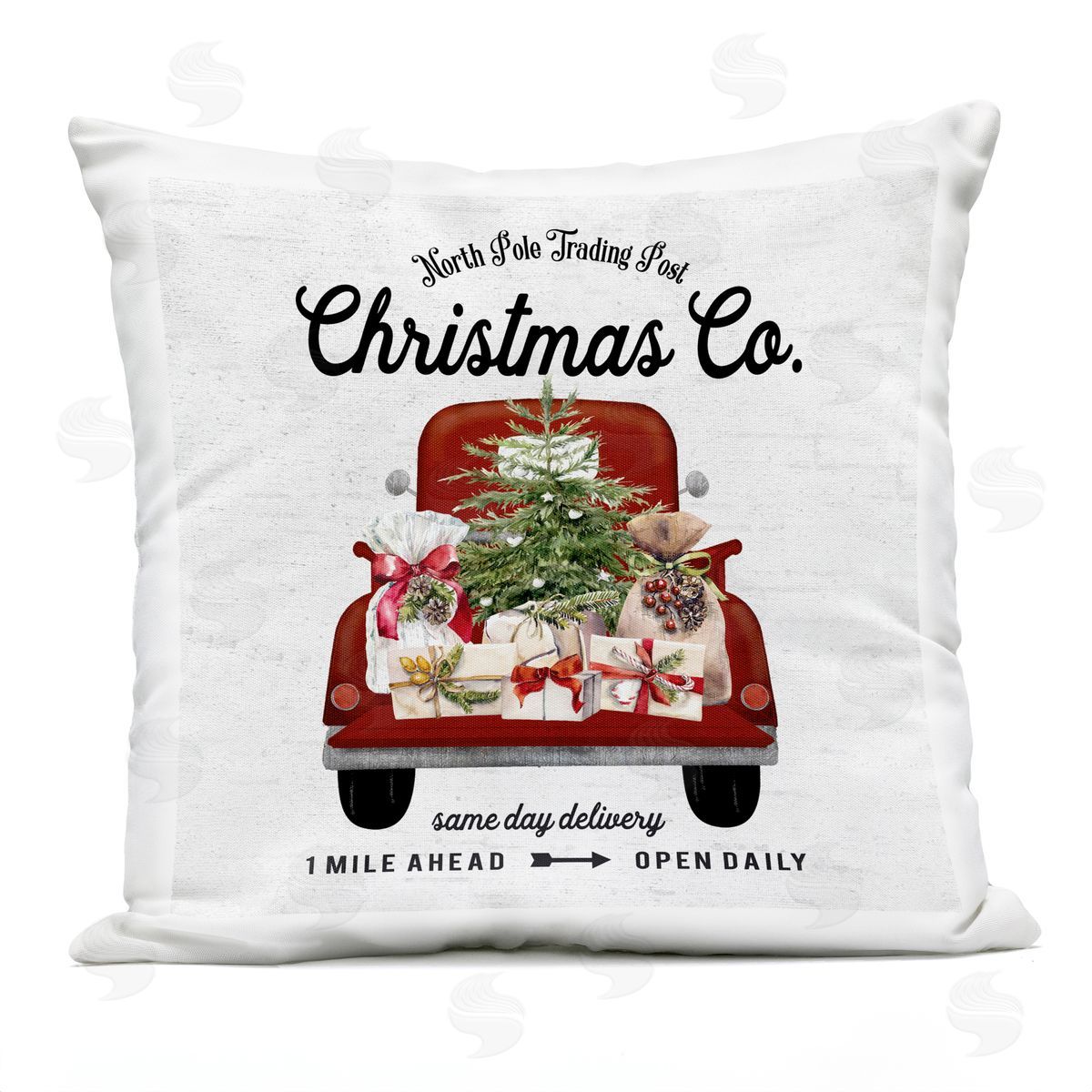 Vintage Christmas Truck Sign Outdoor Printed Pillow, Home Decor by Lettered and Lined