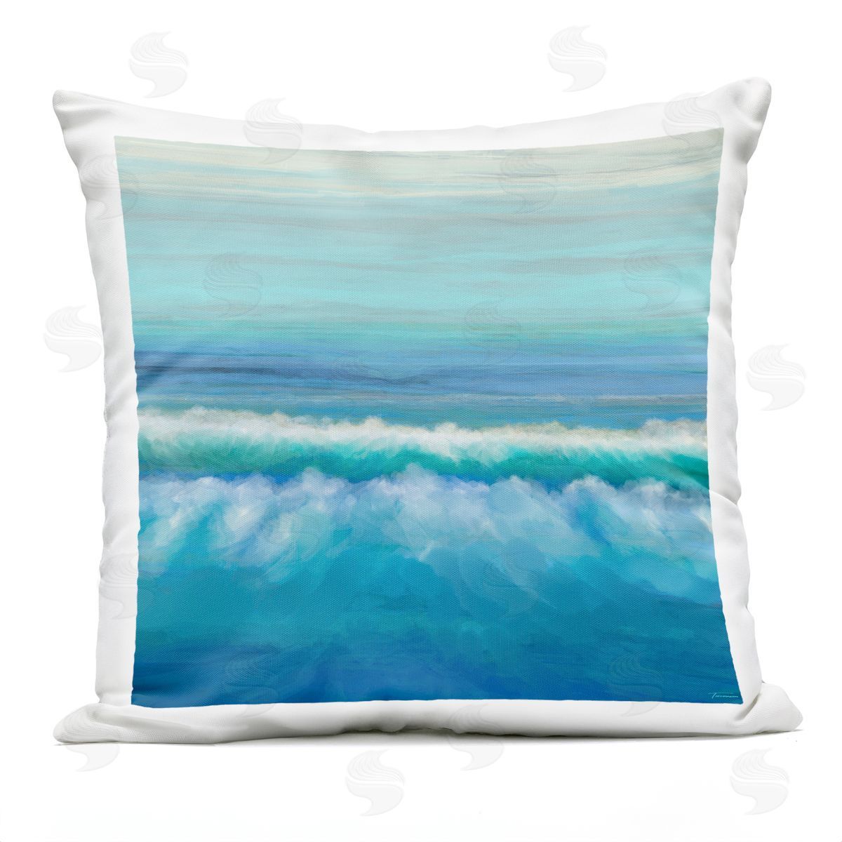Vivid Blue Beach Waves Outdoor Printed Pillow, Home Decor by Michael Tienhaara