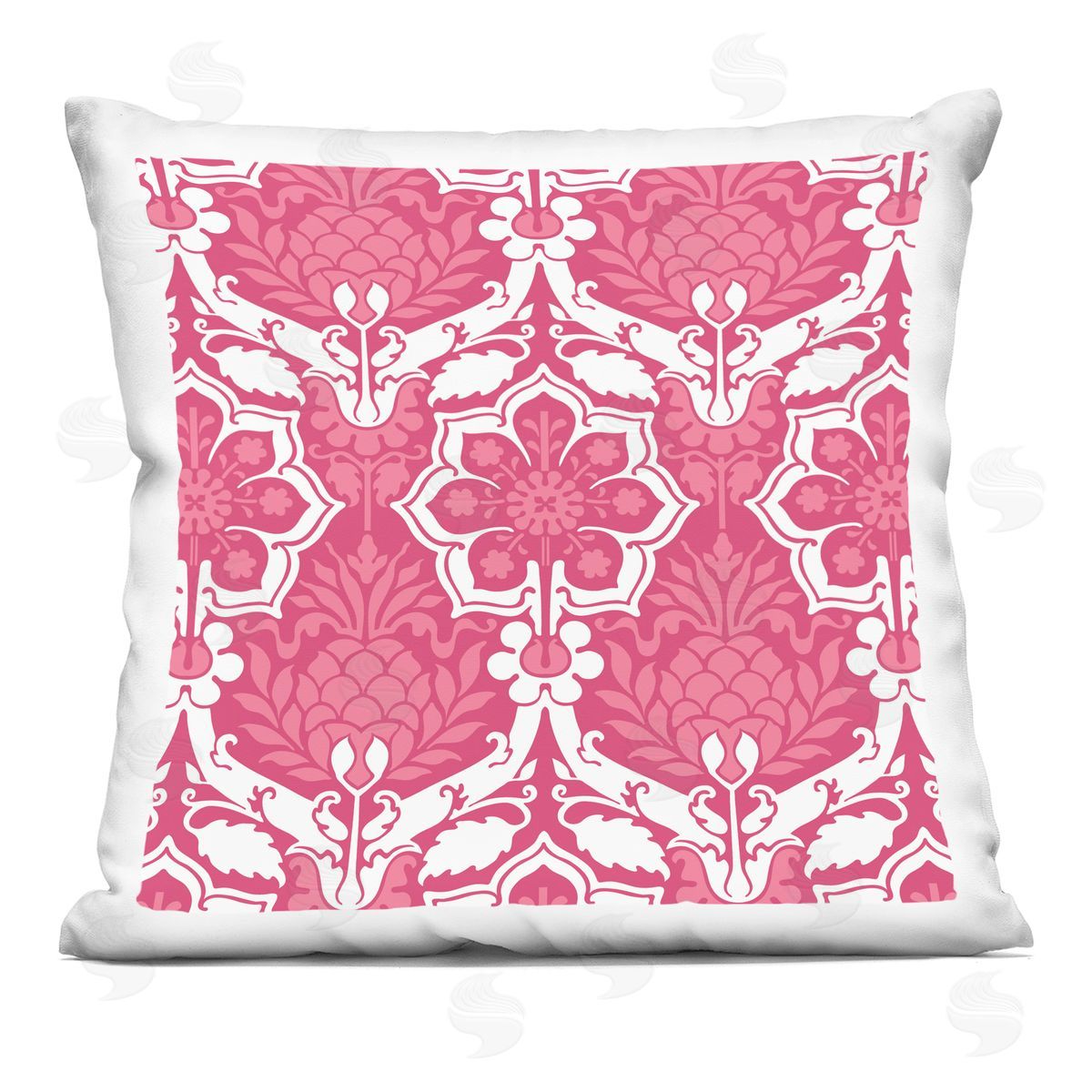 Pink Jacquard Floral Pattern Decorative Printed Pillow, Home Decor by Geoff Tygert
