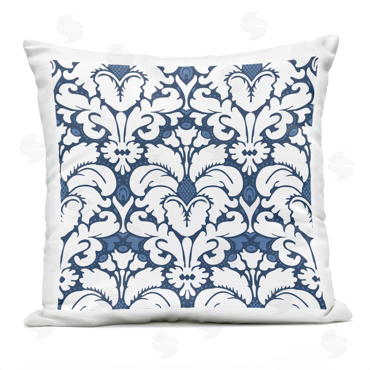 Floral Brocade Blue Pattern Outdoor Printed Pillow, Home Decor by Geoff Tygert