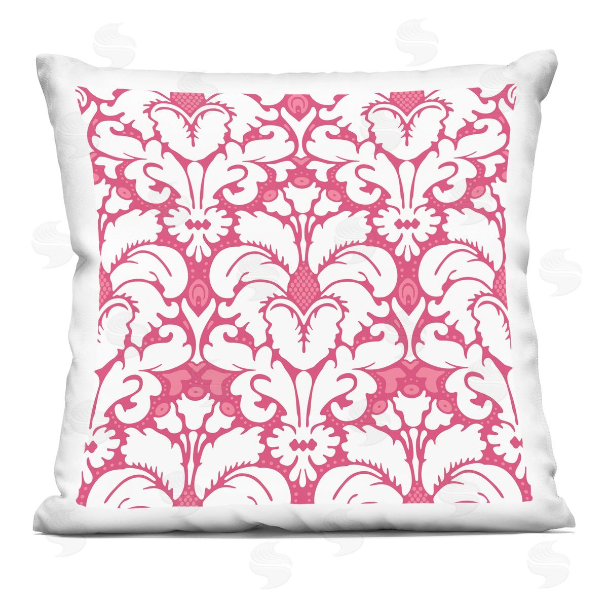 Pink White Brocade Pattern Decorative Printed Pillow, Home Decor by Geoff Tygert