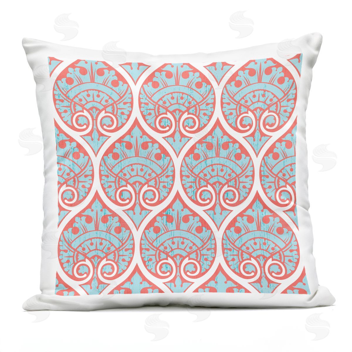 Pink Blue Ogee Pattern Outdoor Printed Pillow, Home Decor by Geoff Tygert