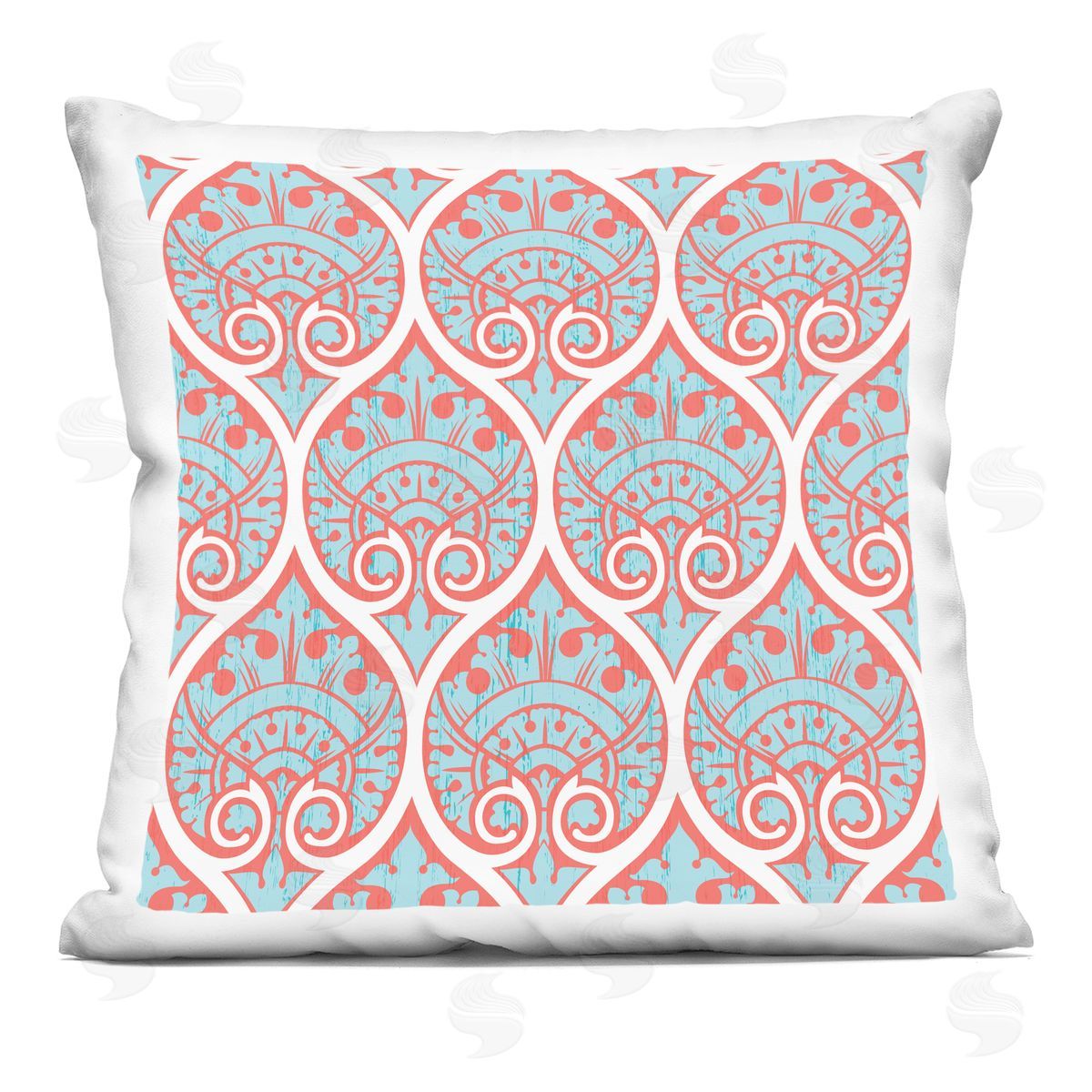 Pink Blue Ogee Pattern Decorative Printed Pillow, Home Decor by Geoff Tygert