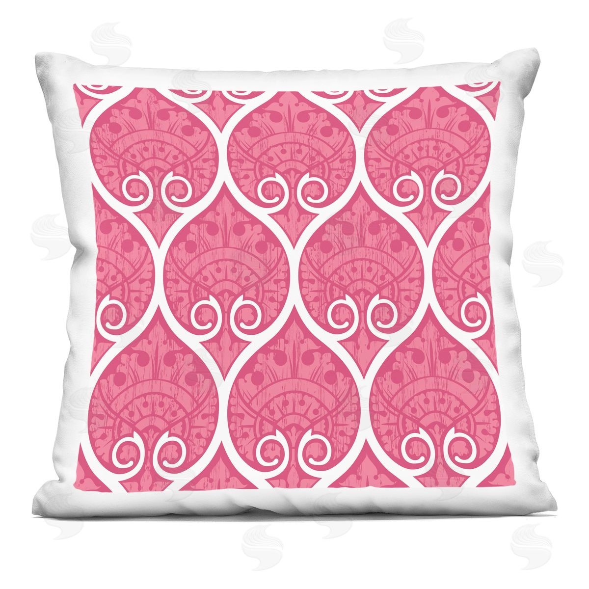 Pink White Ogee Pattern Decorative Printed Pillow, Home Decor by Geoff Tygert