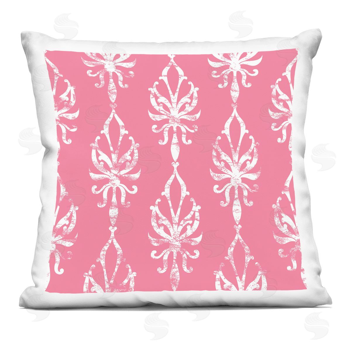Pink Ornate Arrangement Pattern Decorative Printed Pillow, Home Decor by Geoff Tygert