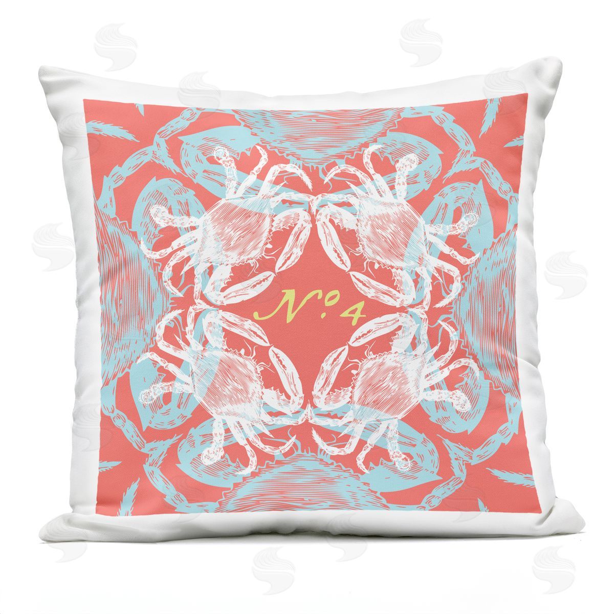 Bold Nautical Layered Crabs Outdoor Printed Pillow, Home Decor by Geoff Tygert