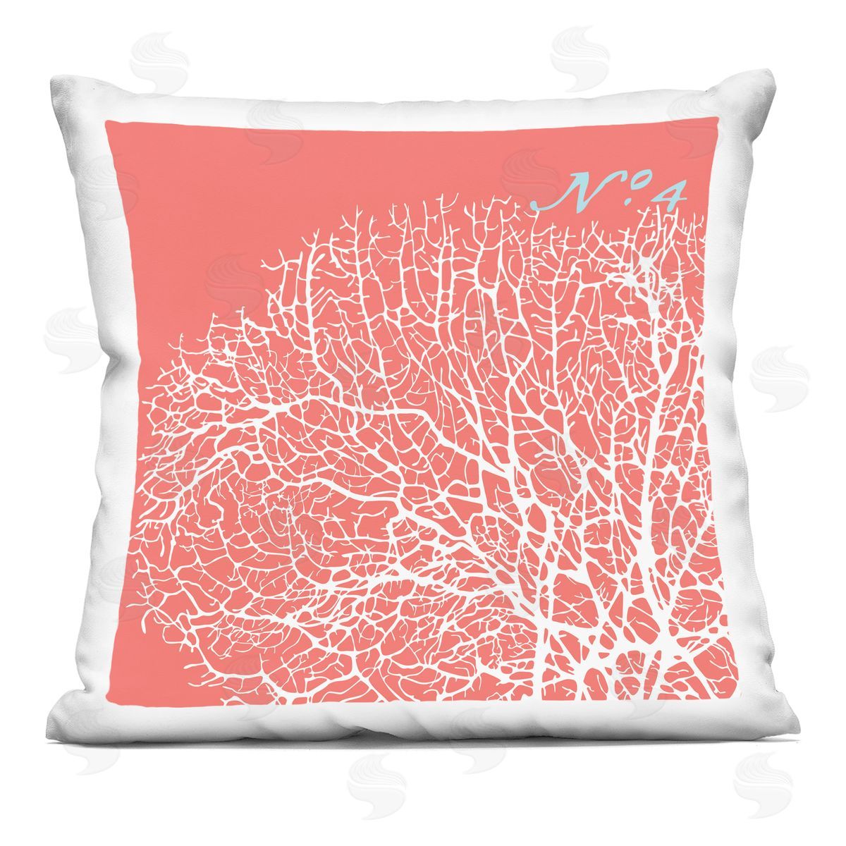 Peach Detailed Aquatic Coral Decorative Printed Pillow, Home Decor by Geoff Tygert