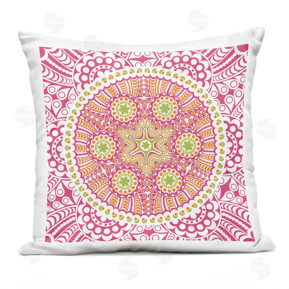 Red Detailed Mosaic Medallion Outdoor Printed Pillow, Home Decor by Geoff Tygert