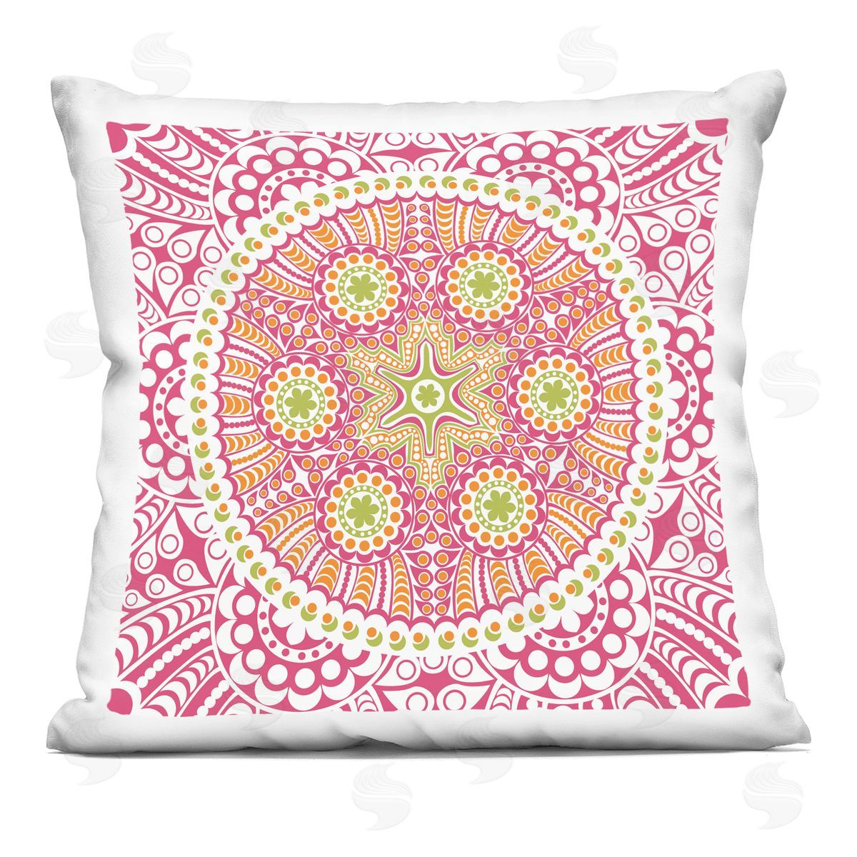 Red Detailed Mosaic Medallion Decorative Printed Pillow, Home Decor by Geoff Tygert