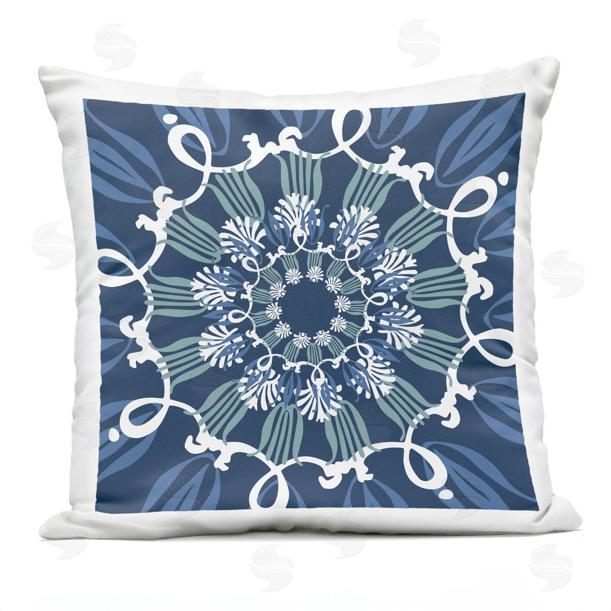 Fluid Shapes Blue Pattern Outdoor Printed Pillow, Home Decor by Geoff Tygert