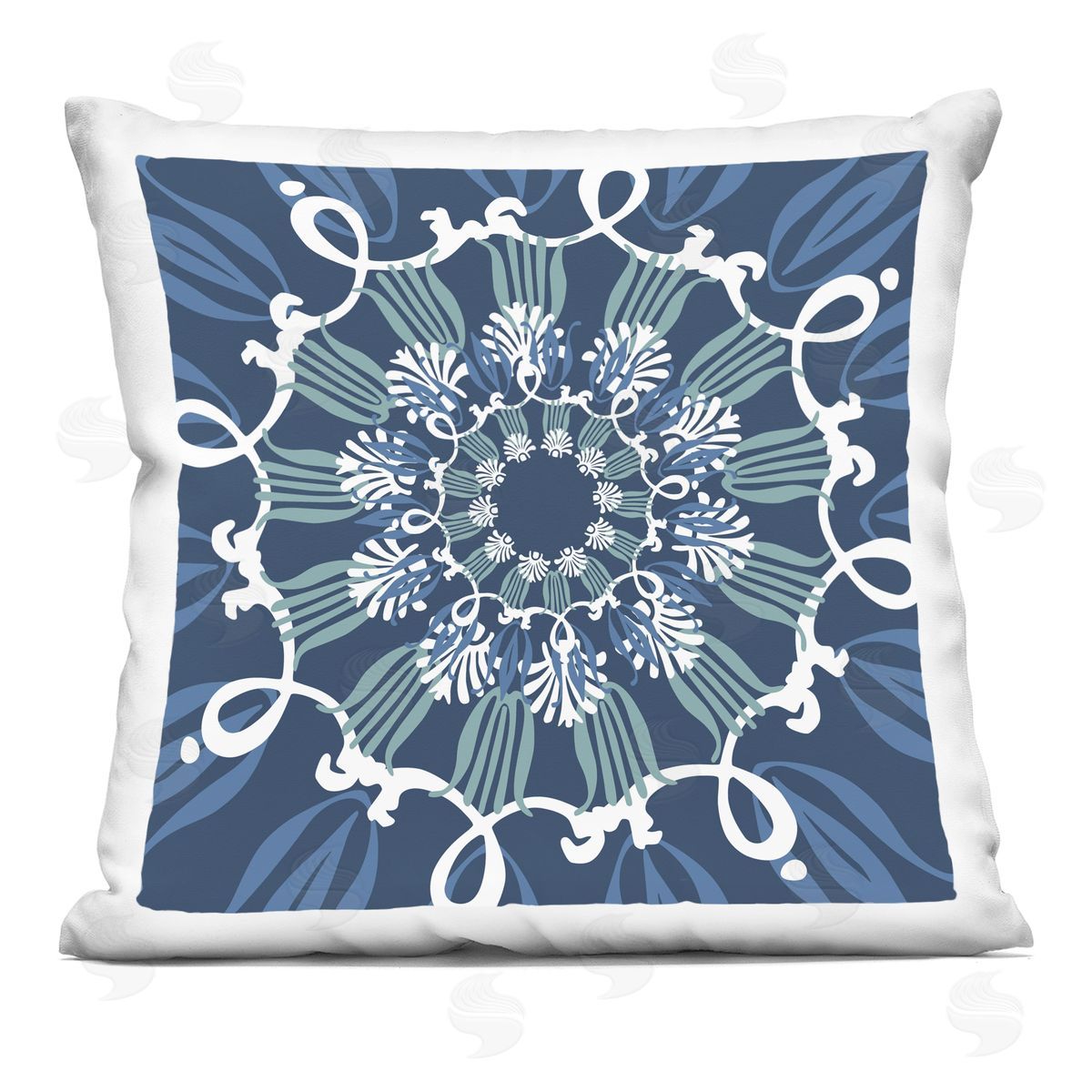 Fluid Shapes Blue Pattern Decorative Printed Pillow, Home Decor by Geoff Tygert