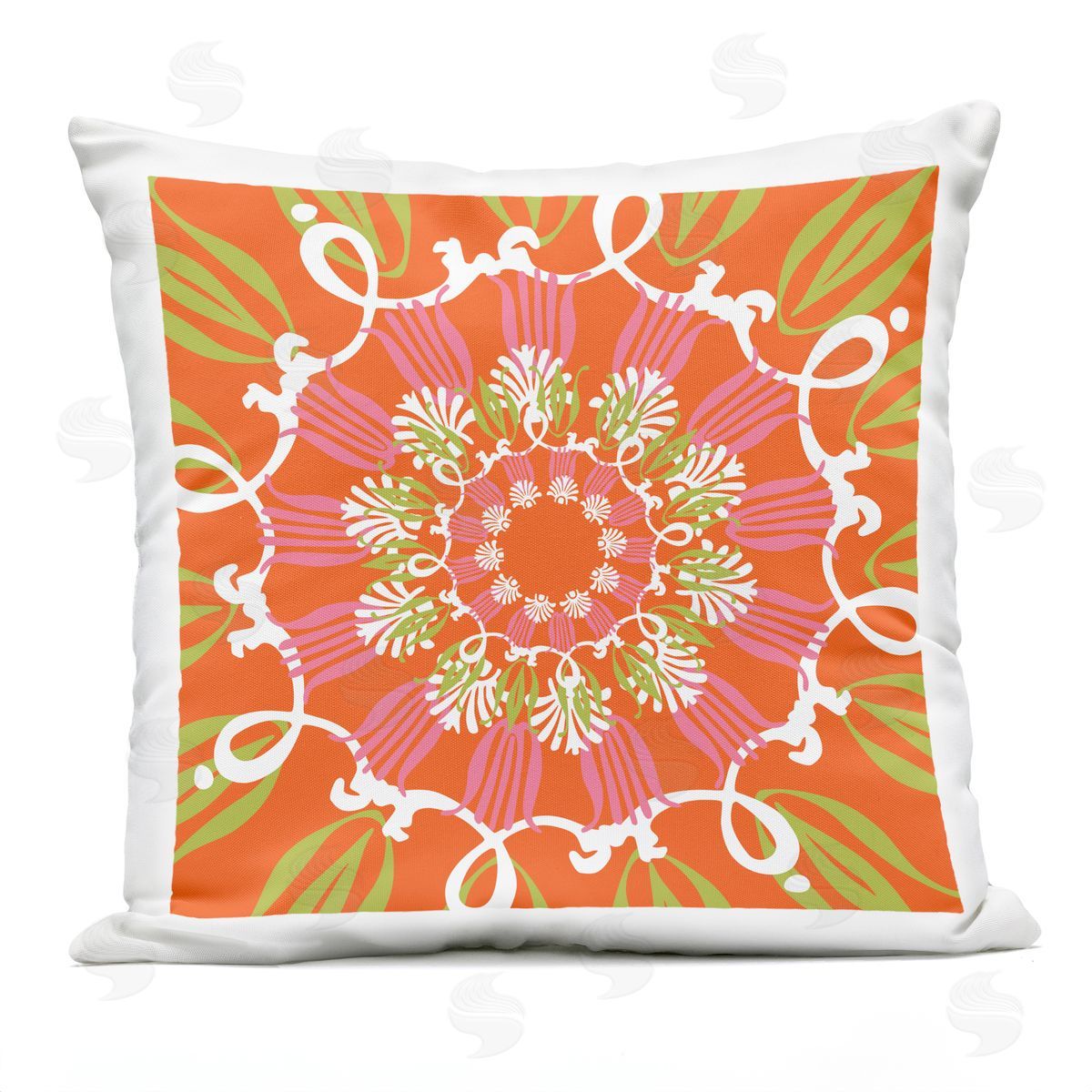 Bold Orange Shapes Pattern Outdoor Printed Pillow, Home Decor by Geoff Tygert