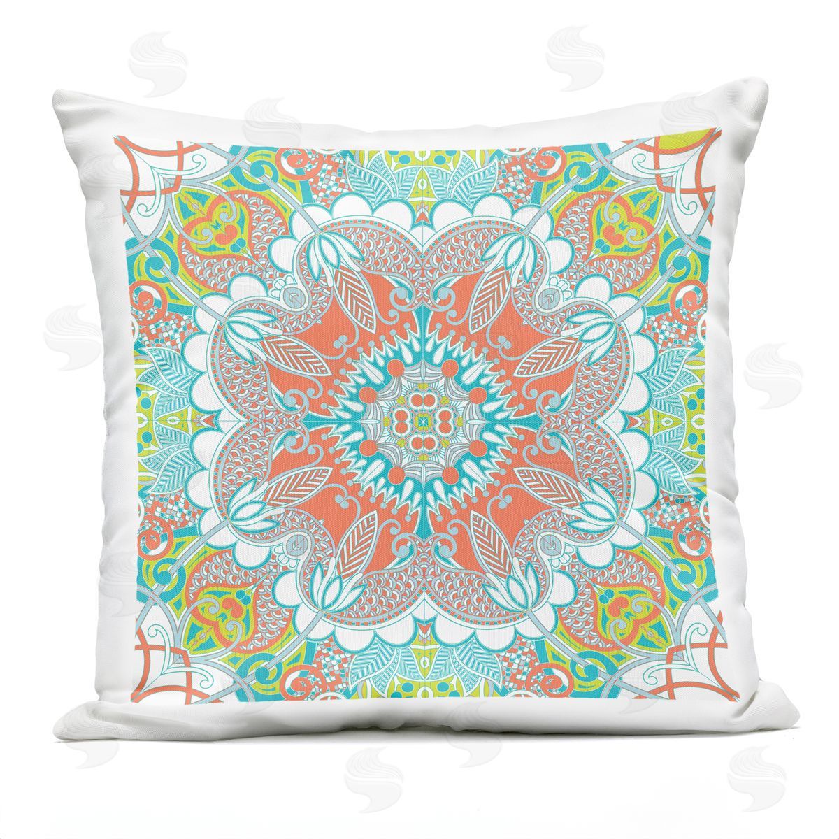 Detailed Floral Medallion Pattern Outdoor Printed Pillow, Home Decor by Geoff Tygert