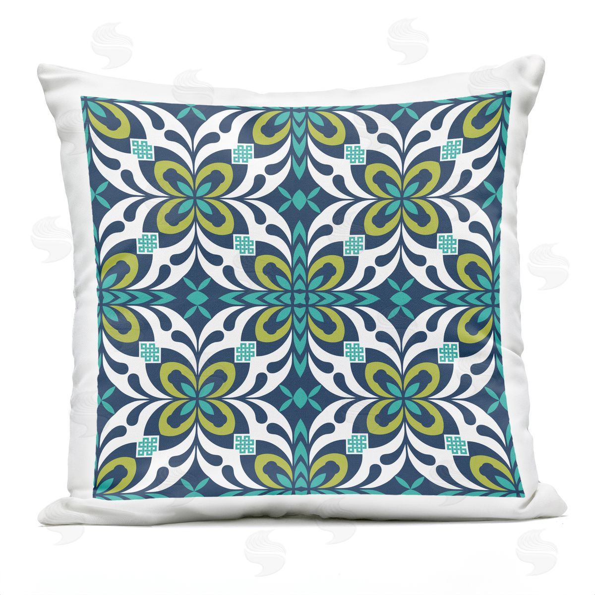 Green Blue Contemporary Shapes Outdoor Printed Pillow, Home Decor by Geoff Tygert