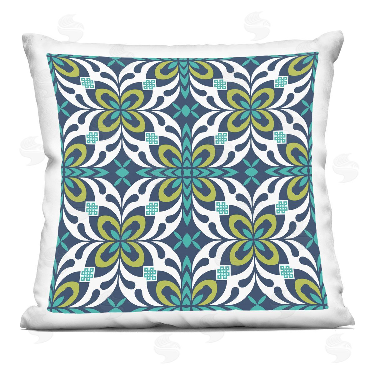 Green Blue Contemporary Shapes Decorative Printed Pillow, Home Decor by Geoff Tygert