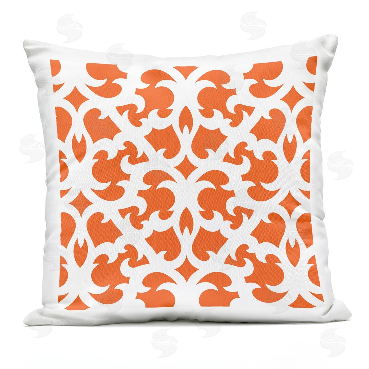 Orange Brocade Outline Pattern Outdoor Printed Pillow, Home Decor by Geoff Tygert
