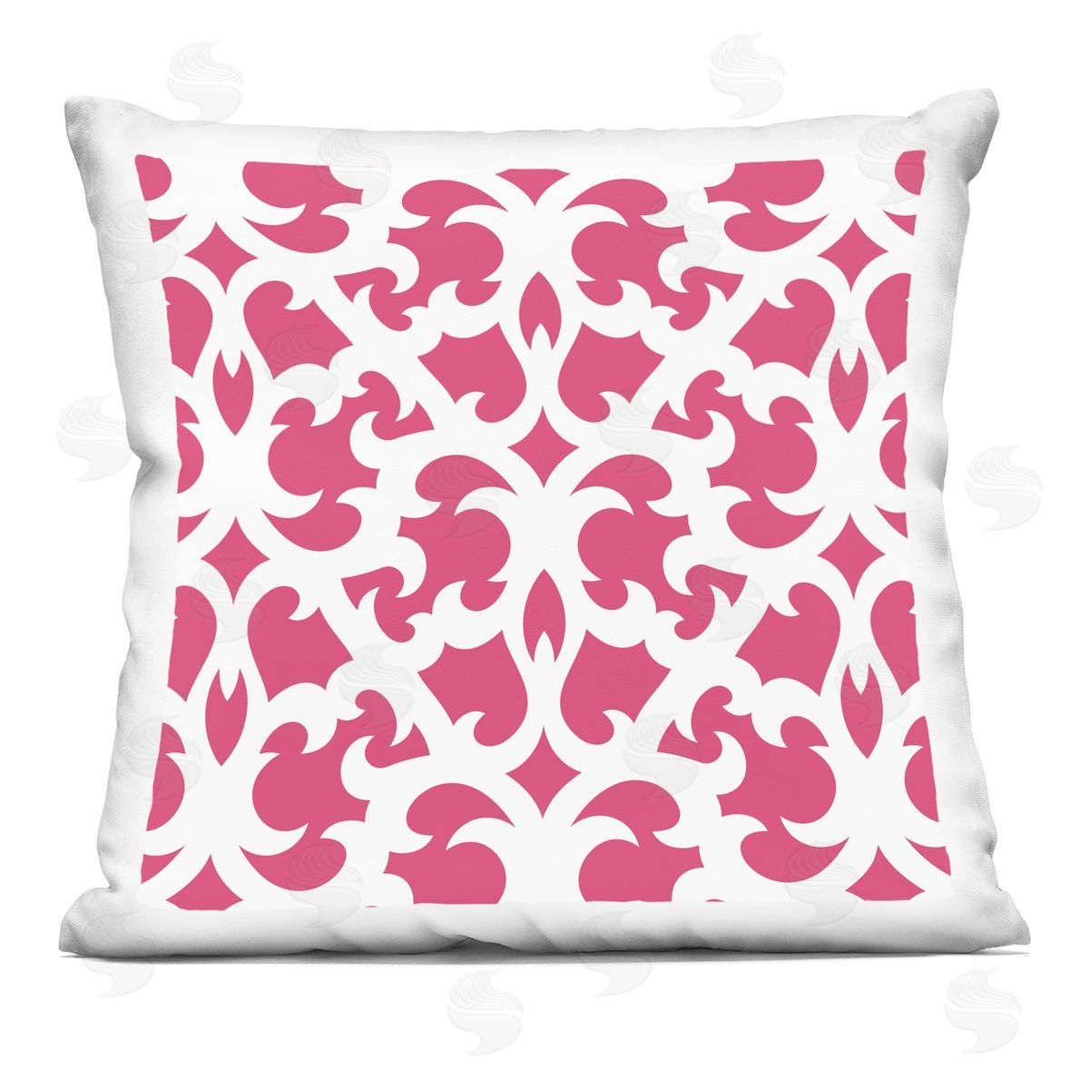 Pink Brocade Motif Shapes Decorative Printed Pillow, Home Decor by Geoff Tygert