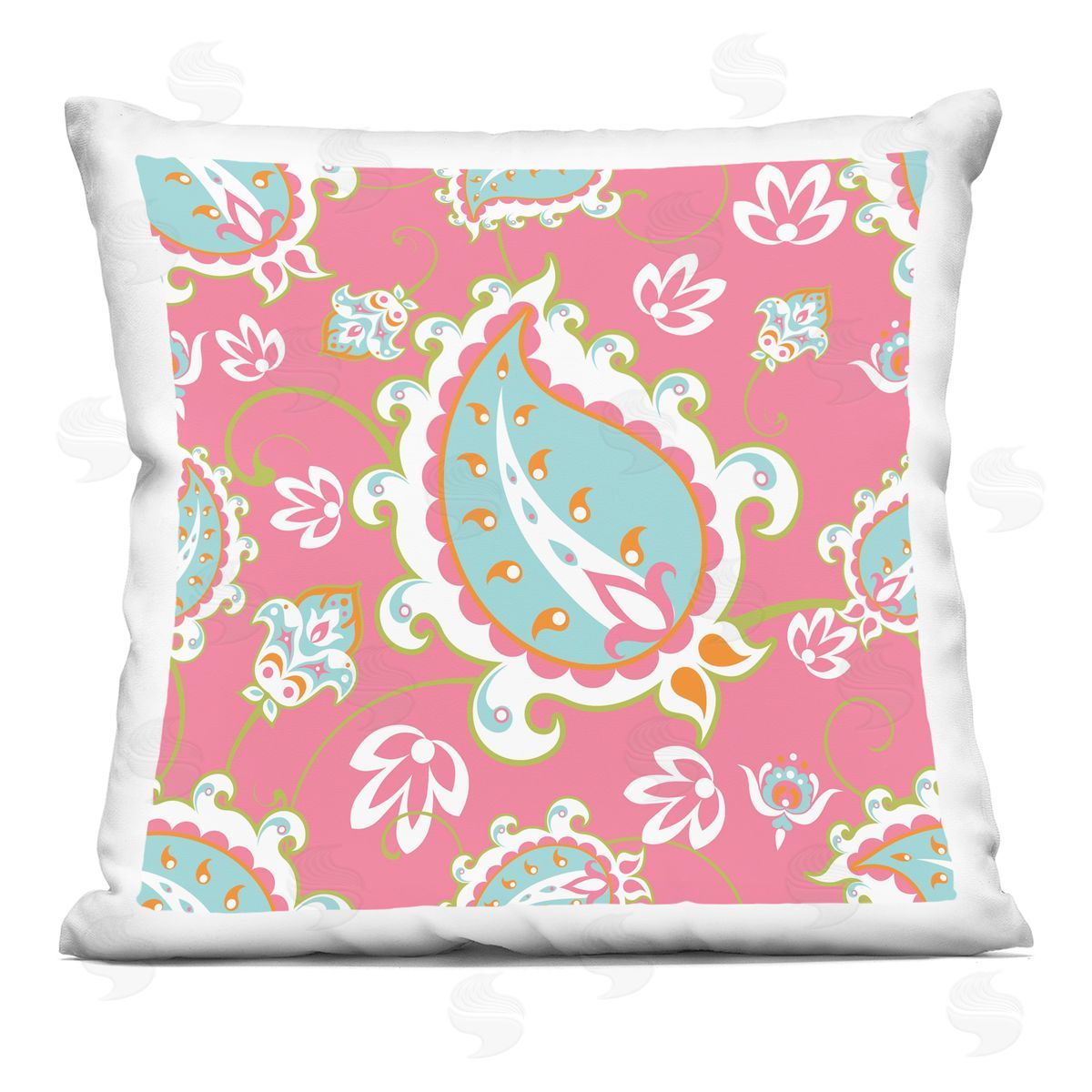 Pastel Paisley Floral Pattern Decorative Printed Pillow, Home Decor by Geoff Tygert