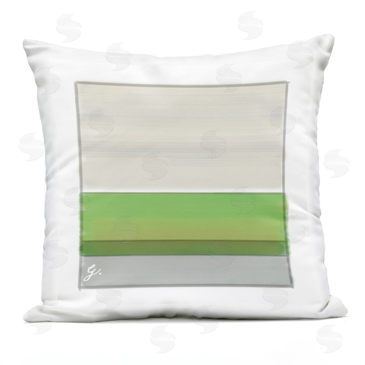 Neutral Green Square Stripes Outdoor Printed Pillow, Home Decor by Geoff Tygert