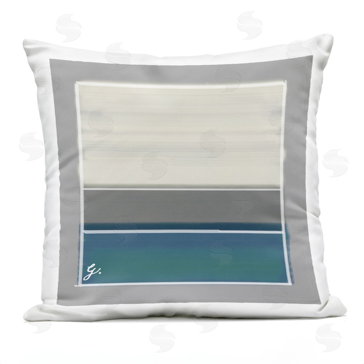 Blue Accent Stripe Shapes Outdoor Printed Pillow, Home Decor by Geoff Tygert