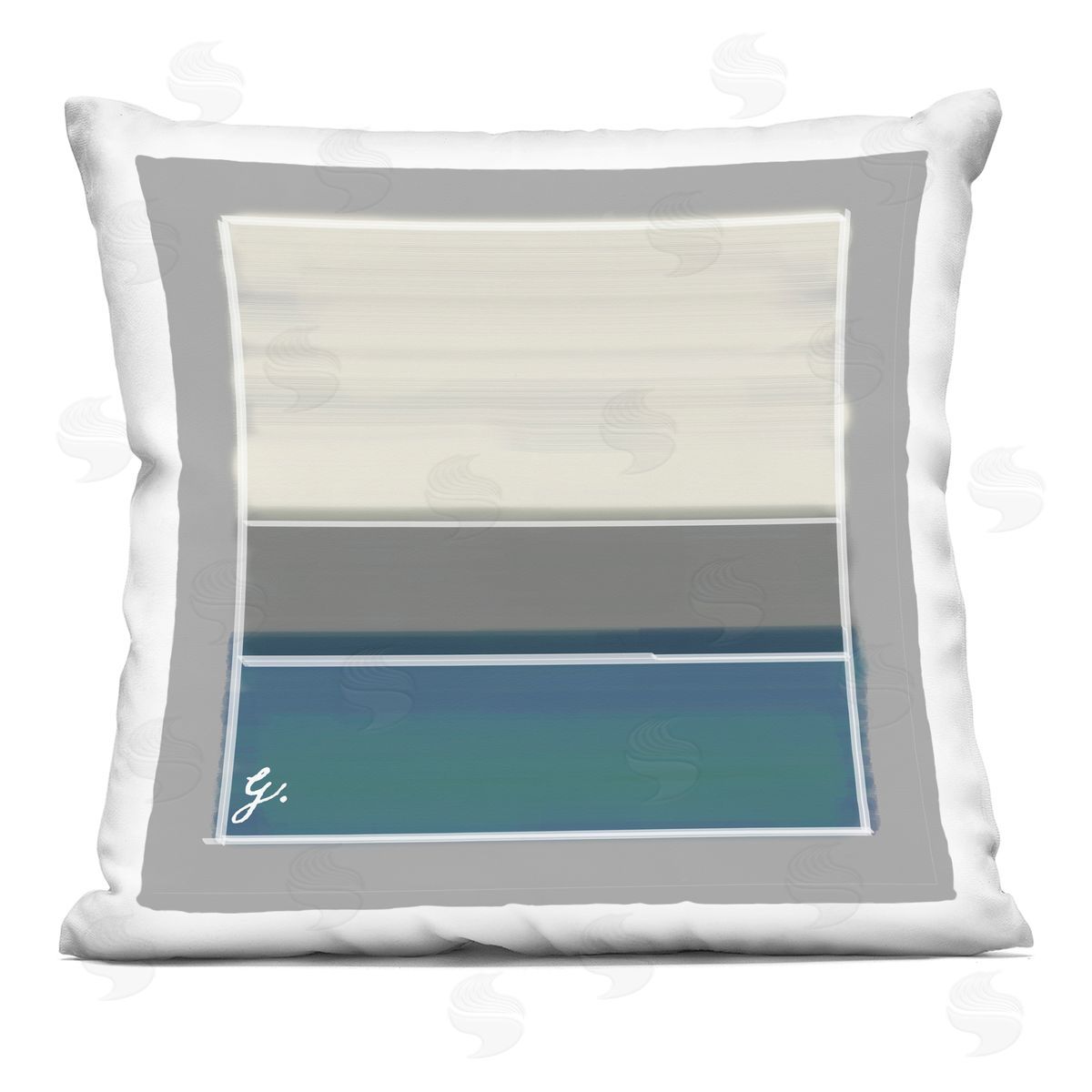 Blue Accent Stripe Shapes Decorative Printed Pillow, Home Decor by Geoff Tygert