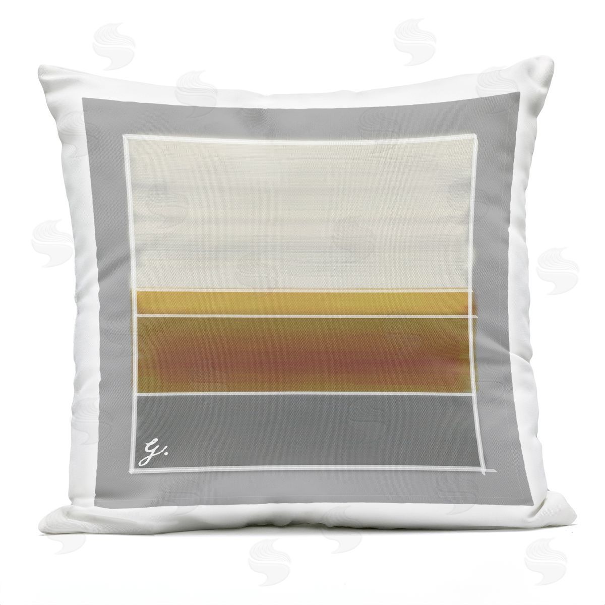 Ochre Accent Stripe Shapes Outdoor Printed Pillow, Home Decor by Geoff Tygert