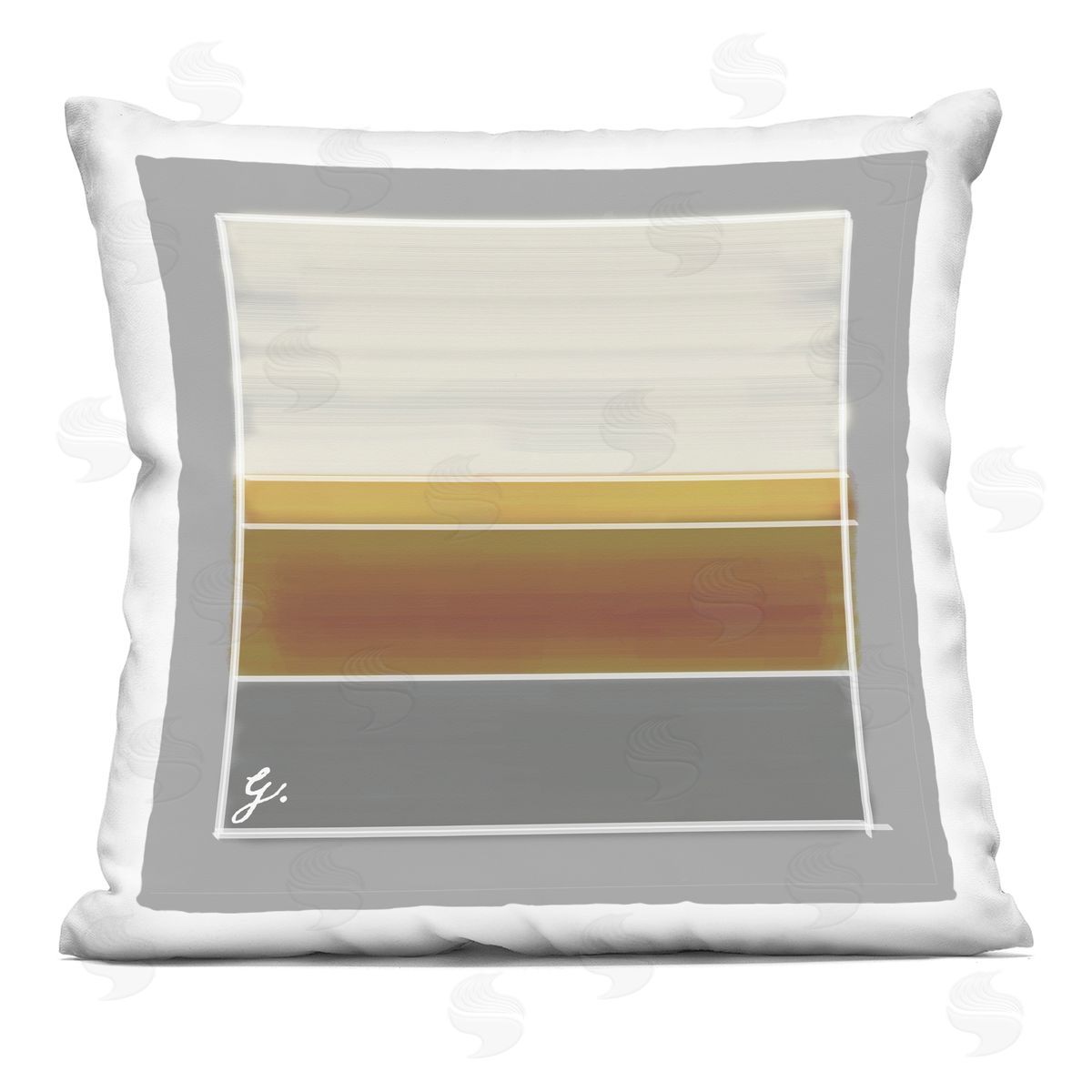 Ochre Accent Stripe Shapes Decorative Printed Pillow, Home Decor by Geoff Tygert