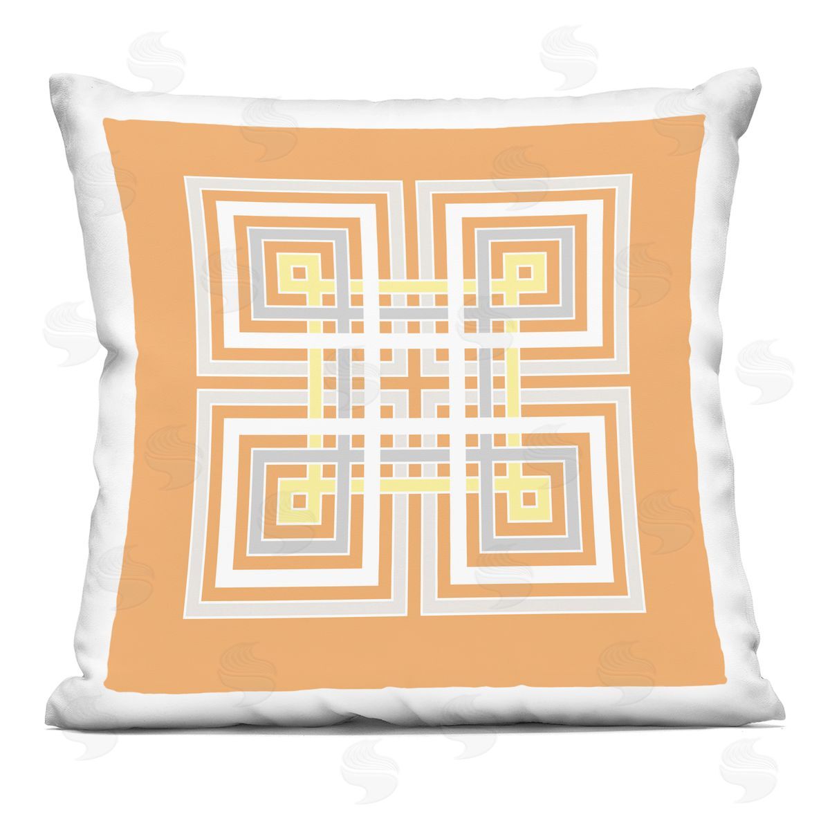 Orange Greek Key Pattern Decorative Printed Pillow, Home Decor by Geoff Tygert